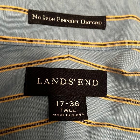 ✅ LANDS END Long Sleeve Non Iron Pinpoint Oxford Pinstriped Dress Shirt 17-36 - Picture 4 of 5